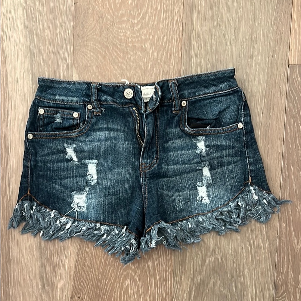 Altar'd State Blue Jean Shorts Distressed Frayed Hem